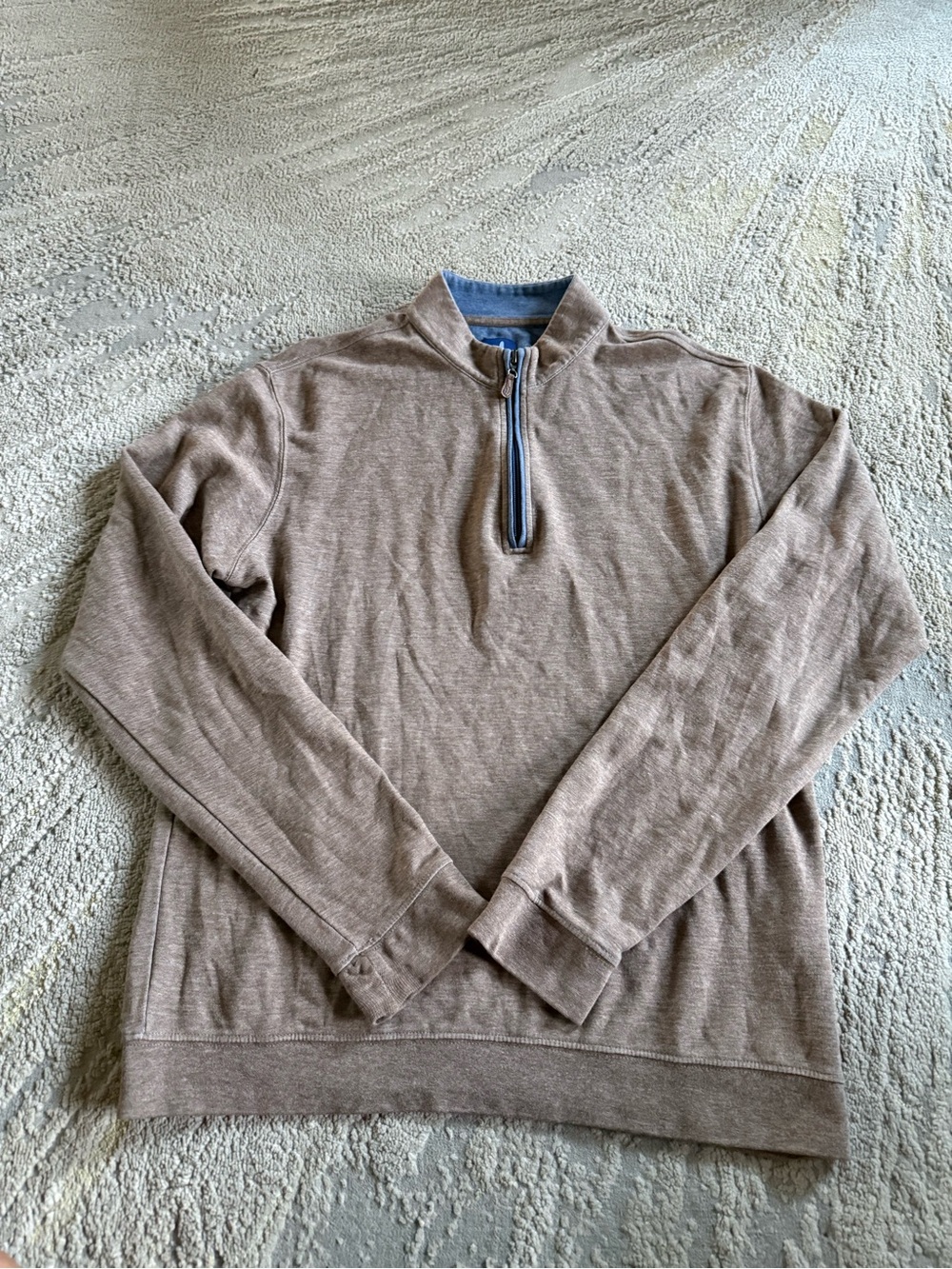 Johnnie-O Sully 1/4 zip pullover long sleeve light brown heathered Medium